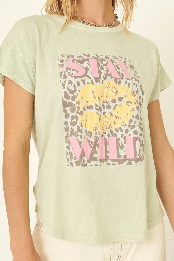 Sale Stay Wild Vintage Mineral Washed Graphic Tee