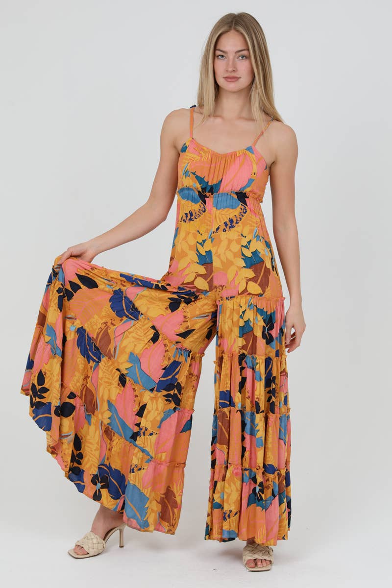 Sale - Super Trooper  Wide Leg Jumpsuit w/ Tie Straps