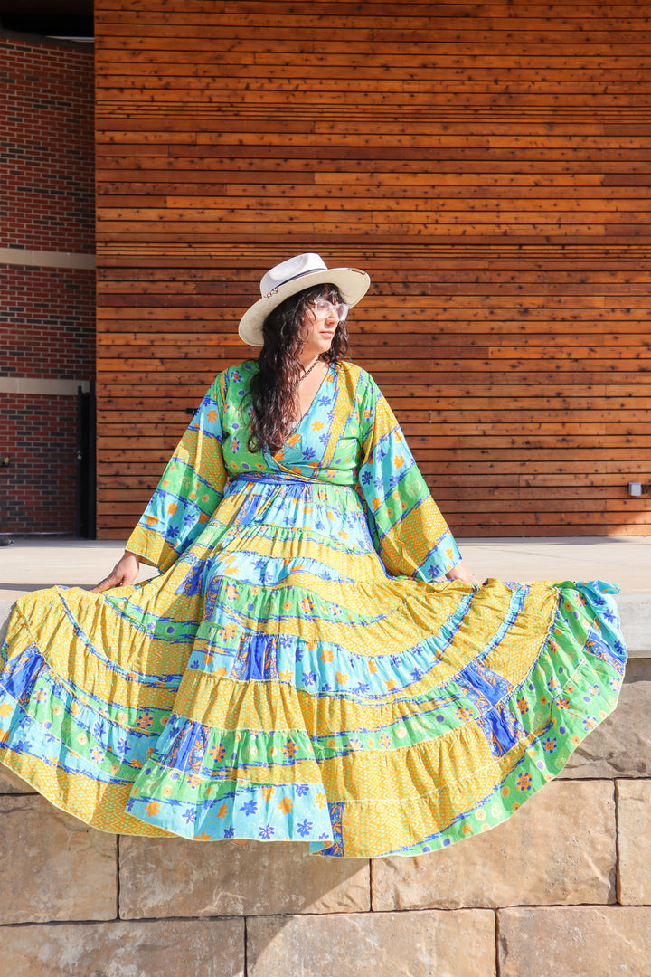 The Goddess Flowy Boho Style Skirt with Bell Sleeve Top SET