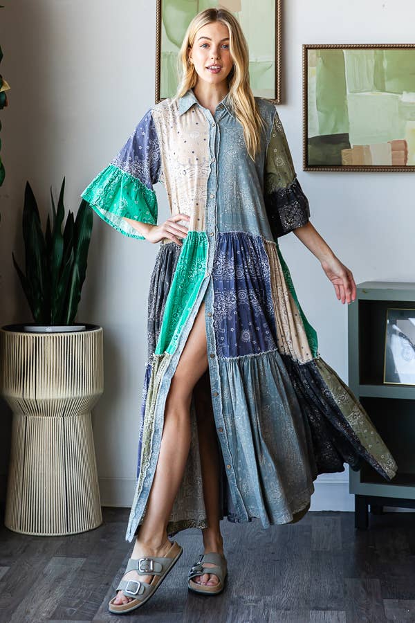 Stella Bandana Print Duster Kimono Dress