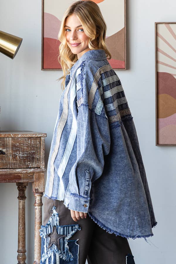 Denim Dream Striped Jacket Button Down