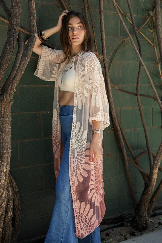 Ombre Bohemian Lace Kimono