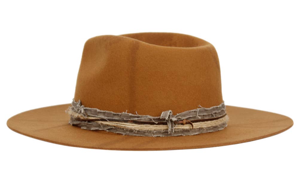 Vintage Wool Felt Fedora Hat in Light Tan
