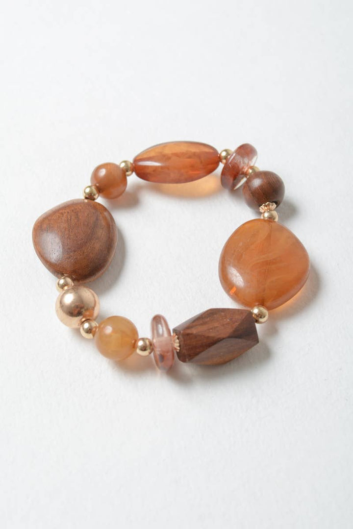 Rustic Wood and Stone Fashion Bracelet