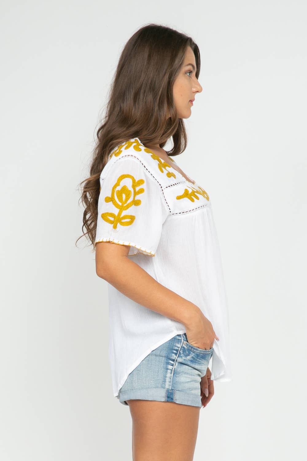 Sale - Sandy Embroidered Top White