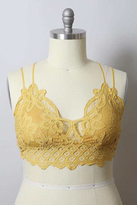 X-Large Padded Crochet Lace Longline Bralette