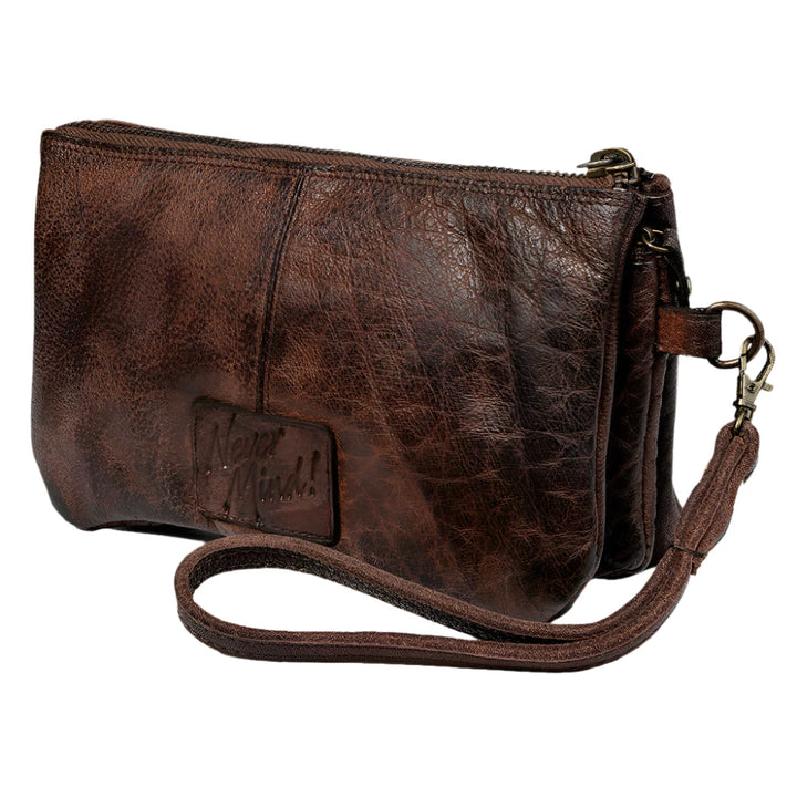 The Macy Leather Clutch with Wrist Strap