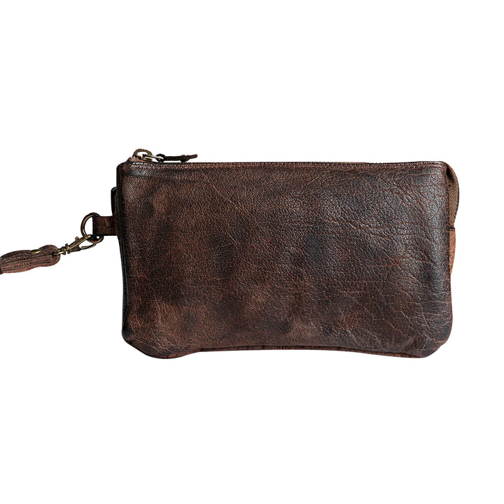 The Macy Leather Clutch with Wrist Strap