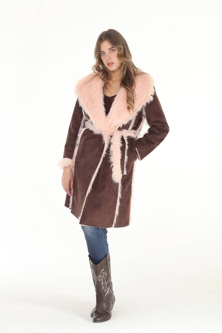 The Tiffany  Reversible Faux Suede & Faux Shearling  Coat