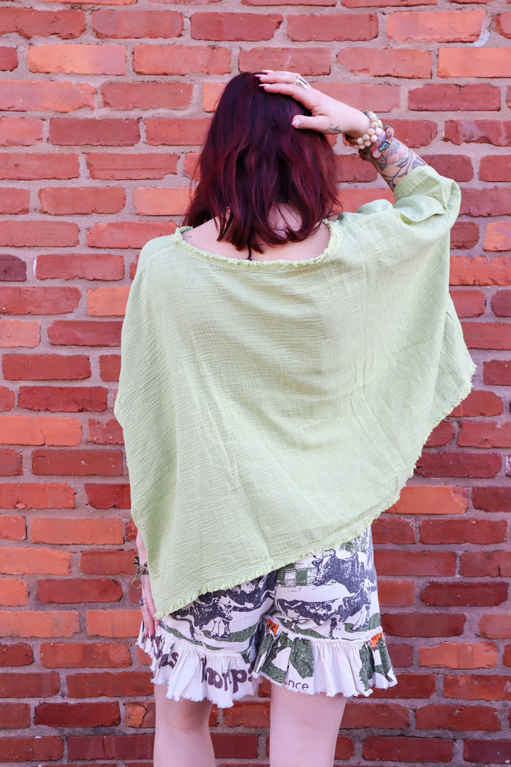 Woven Gauzy Layering Top in Lime by Paper Lace