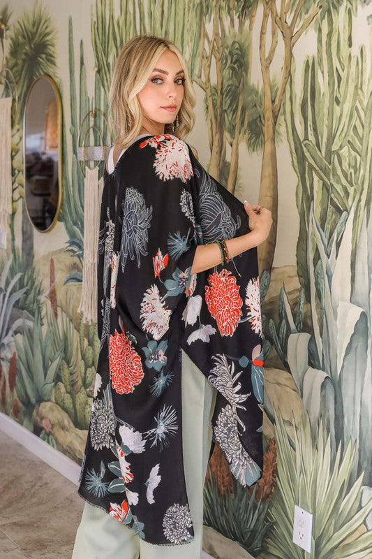 Floral Motif Combo Kimono