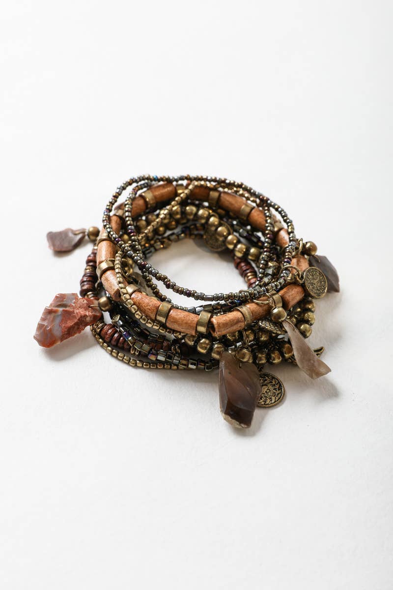 Boho Stone and Bead Stack Bracelet