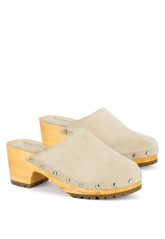 Cendrus Suede Studded Mule Slide Ons