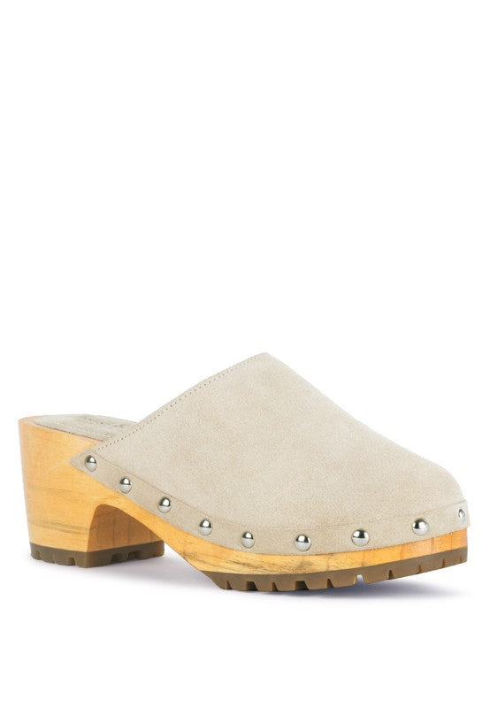Cendrus Suede Studded Mule Slide Ons