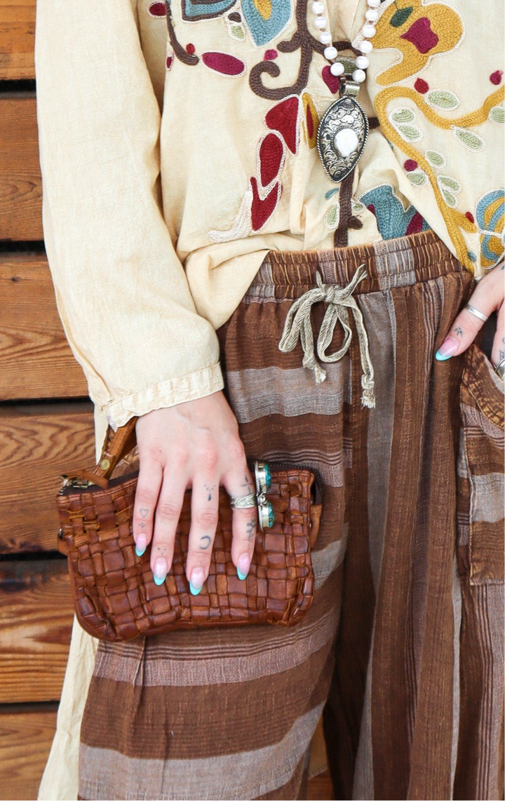 Janet Woven Leather On the Go Clutch Wallet