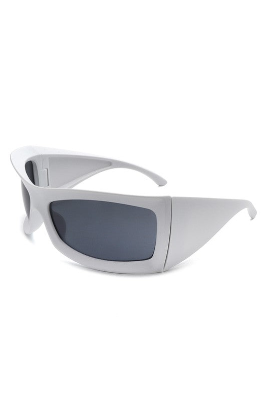 Square Retro Chunky Wrap Around Sunglasses