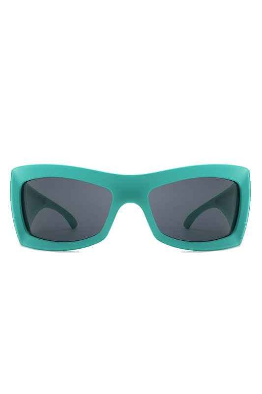 Square Retro Chunky Wrap Around Sunglasses