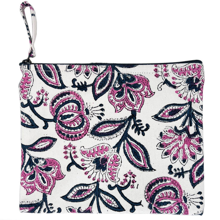 Block-Printed Canvas Zipper Pouch