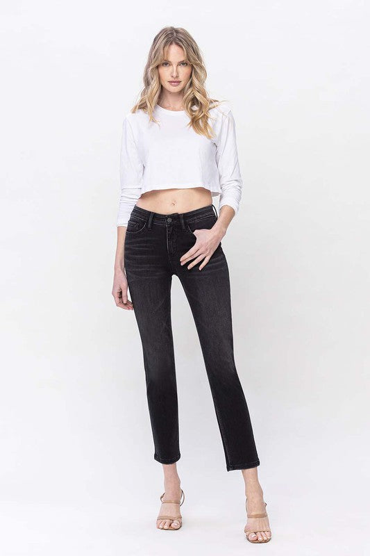 Mia Classic Mid Rise Ankle Slim Straight Jeans