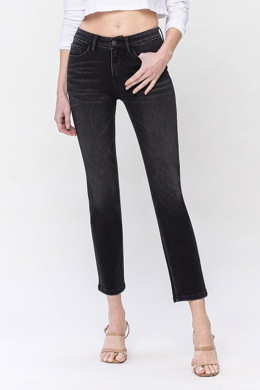 Mia Classic Mid Rise Ankle Slim Straight Jeans