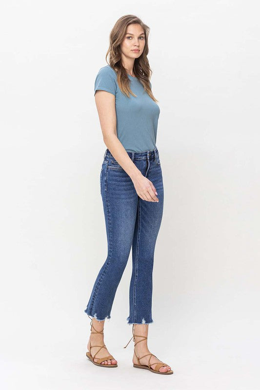 Play it Simple High Rise Crop Slim Straight Jeans