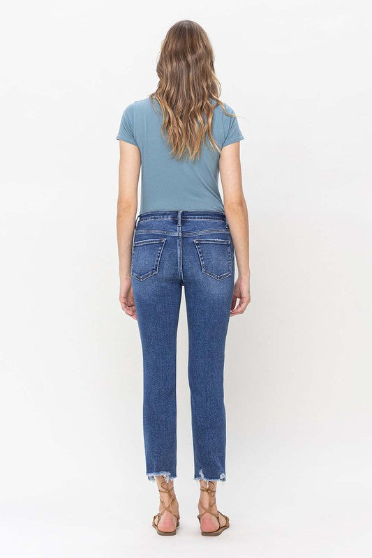 Play it Simple High Rise Crop Slim Straight Jeans