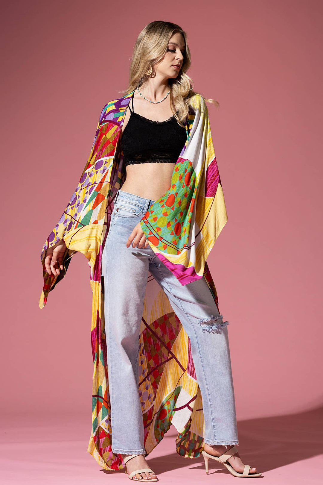 Mondell Boho Abstract Printed Kimono