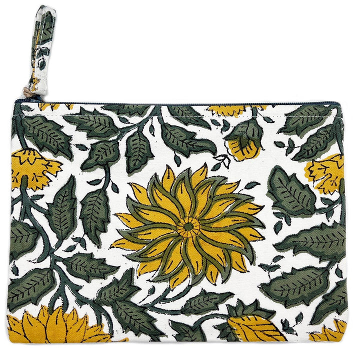 Block-Printed Canvas Zipper Pouch