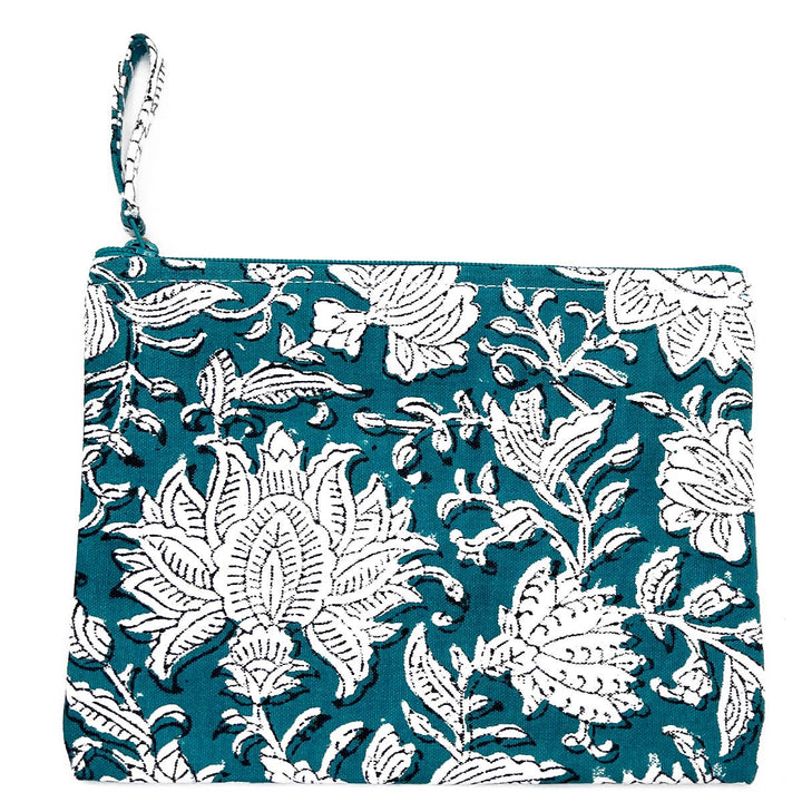 Block-Printed Canvas Zipper Pouch