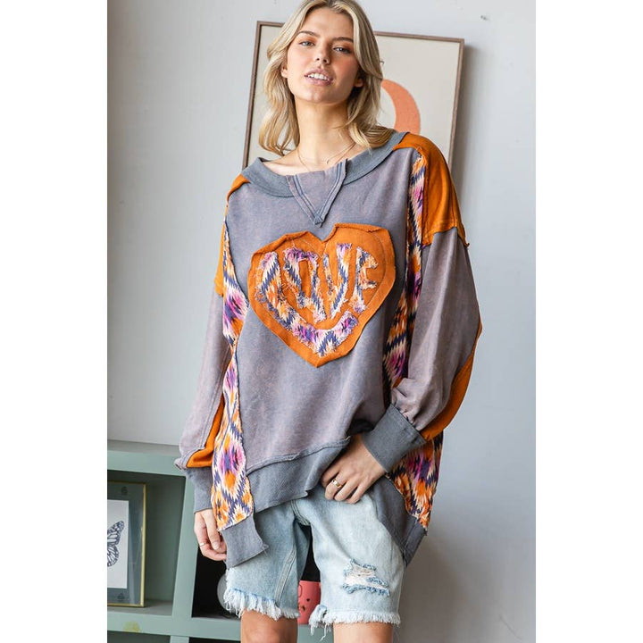 Spread Love Patched Heart Top