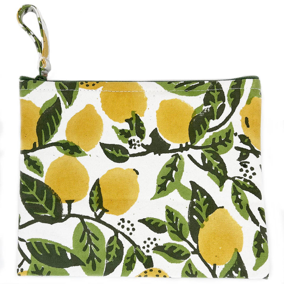 Block-Printed Canvas Zipper Pouch