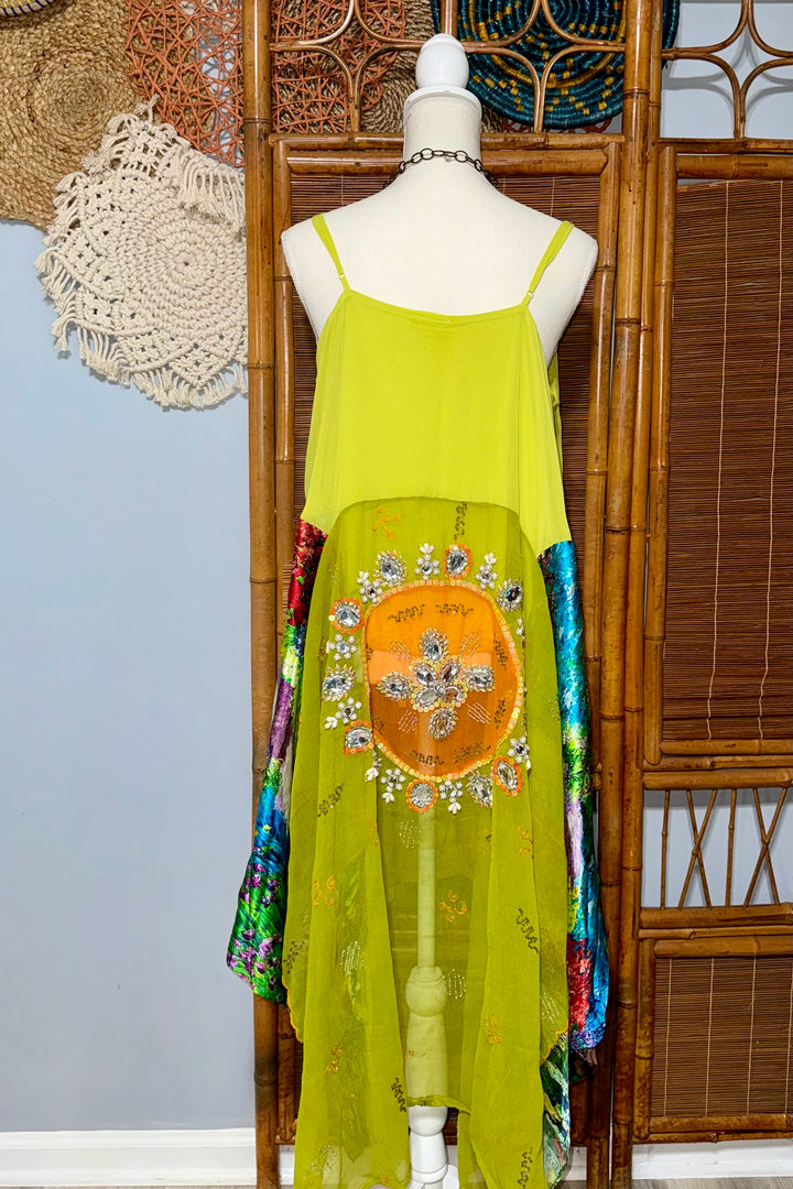 The Ella Vibrant Lime Hi Lo Tank Tunic - size M/L