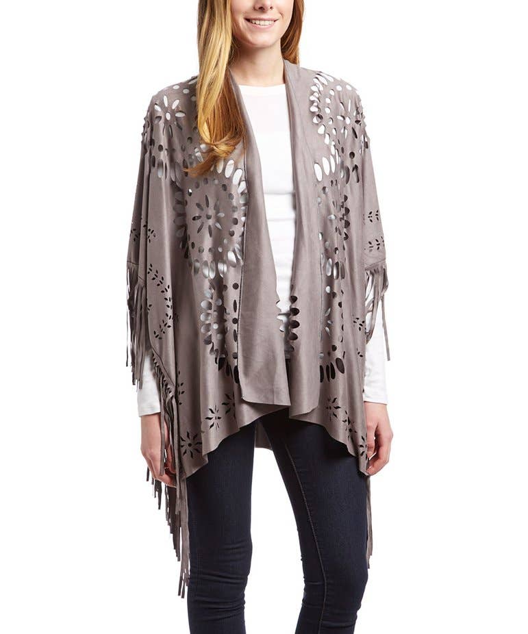 SALE - Willa Faux Suede Western Style Poncho