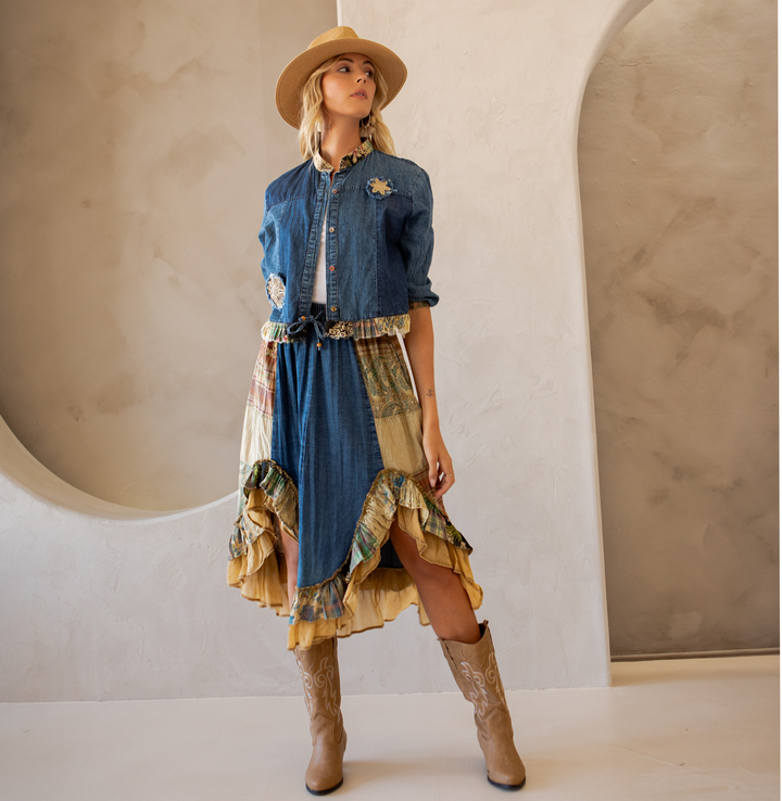 Annabelle Western Boho Chic  Patchwork Cropped Jacket