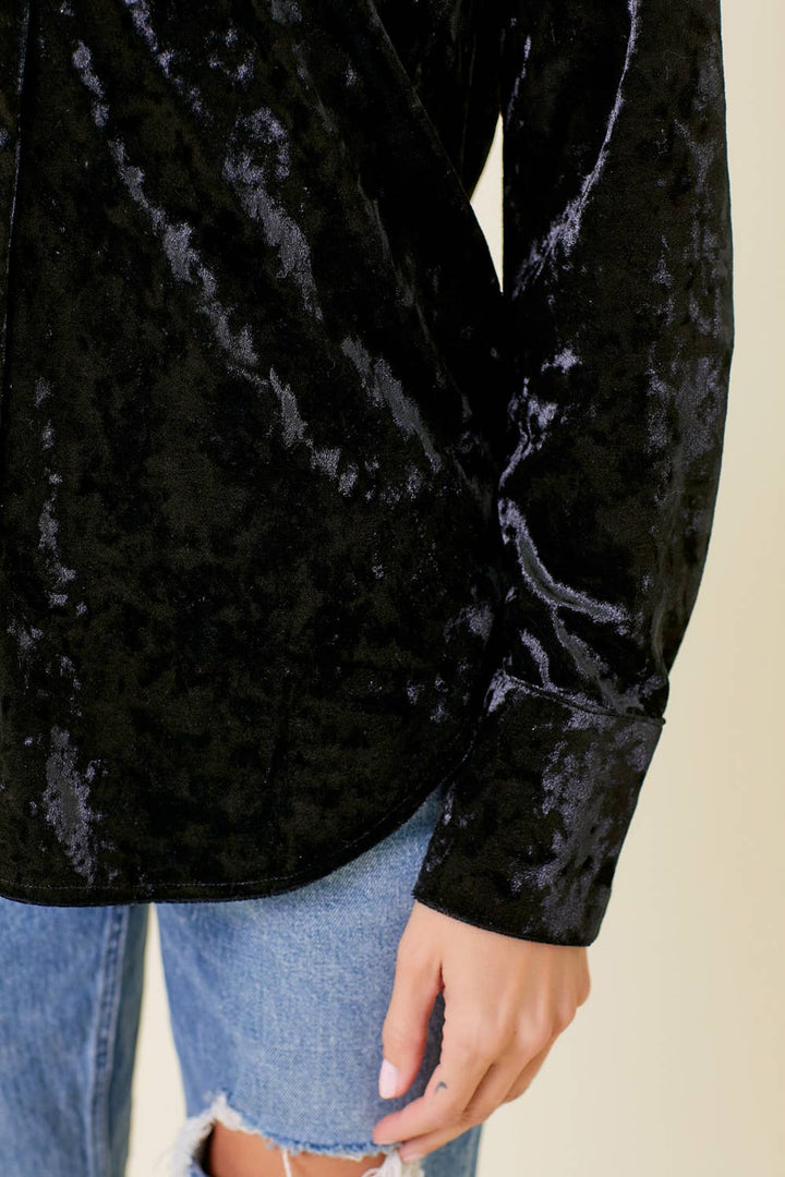 So Chic Boho Velvet Button Down