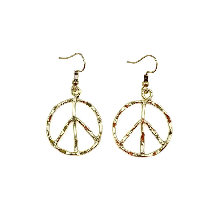 Peace Sign Gold & Silver Plated Small Dangle Earrings