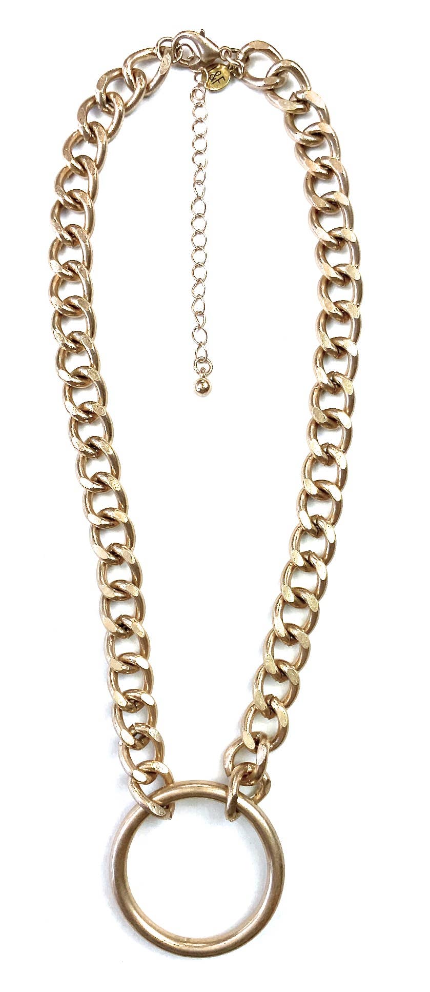 Cool Girl Chunky Curb Chain Necklace w/Ring-Gold