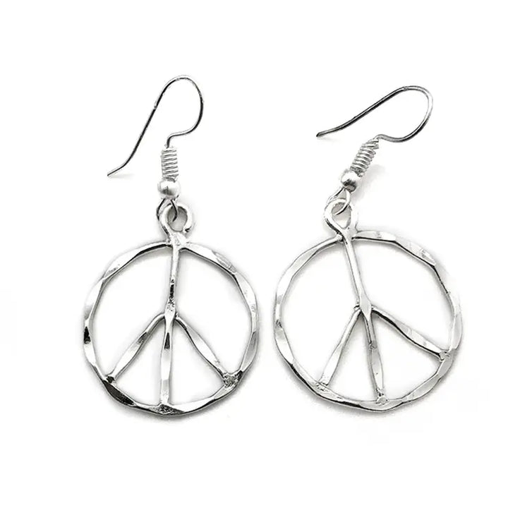 Peace Sign Gold & Silver Plated Small Dangle Earrings
