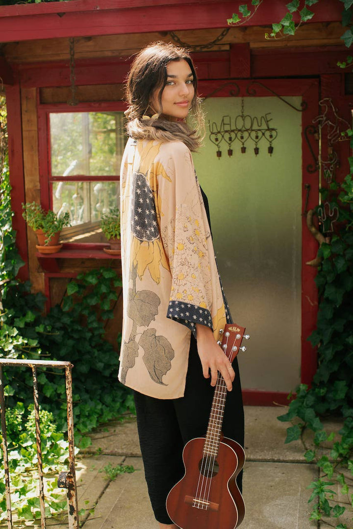 Milk & Honey Bamboo Artisan Bohemian Kimono Cardigan with Belt