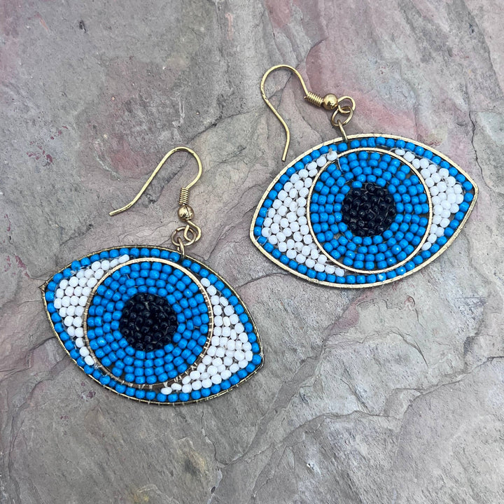 Seed Bead Evil Eye Earrings - Multiple Color Styles