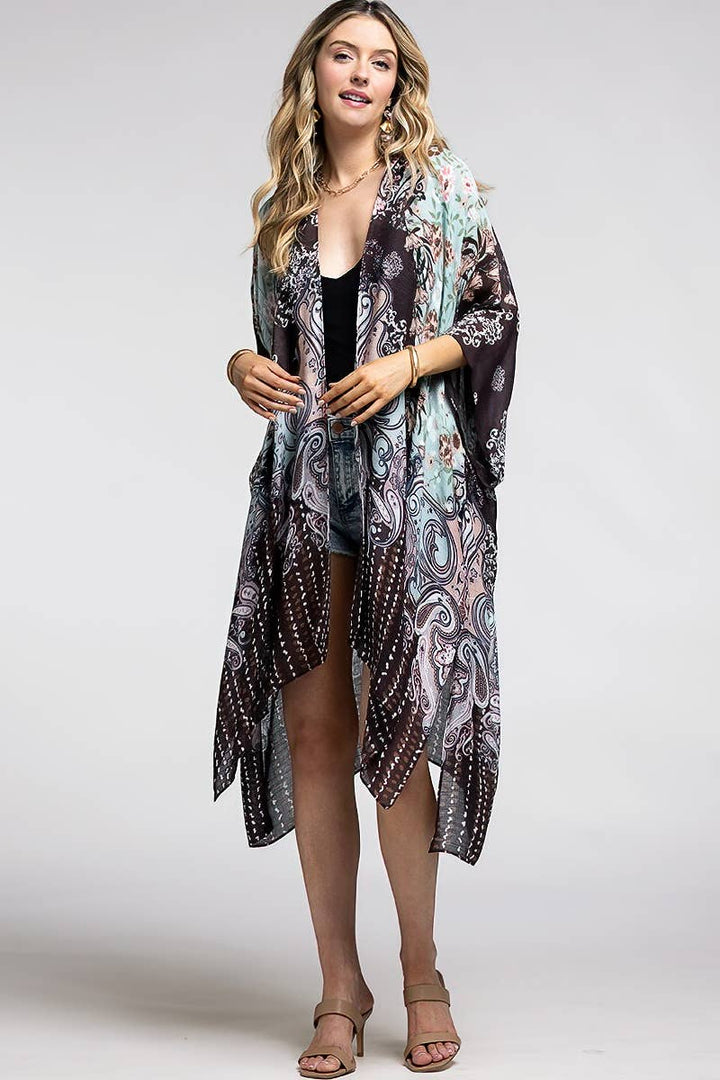 Dessert First Chocolate Boho Layering Kimono