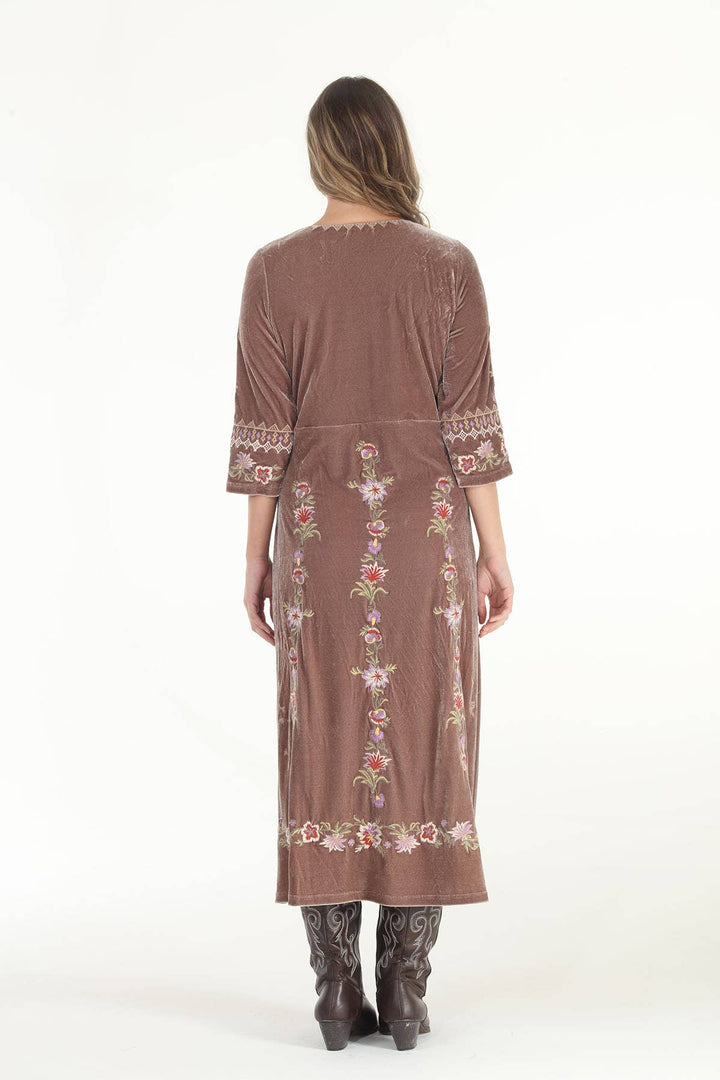 In the Bloom Embroidered Velvet Pull-Over Dress