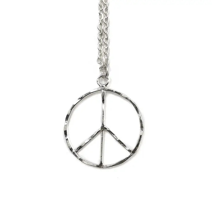 Peace Sign Gold & Silver Plated Large Pendant Necklace