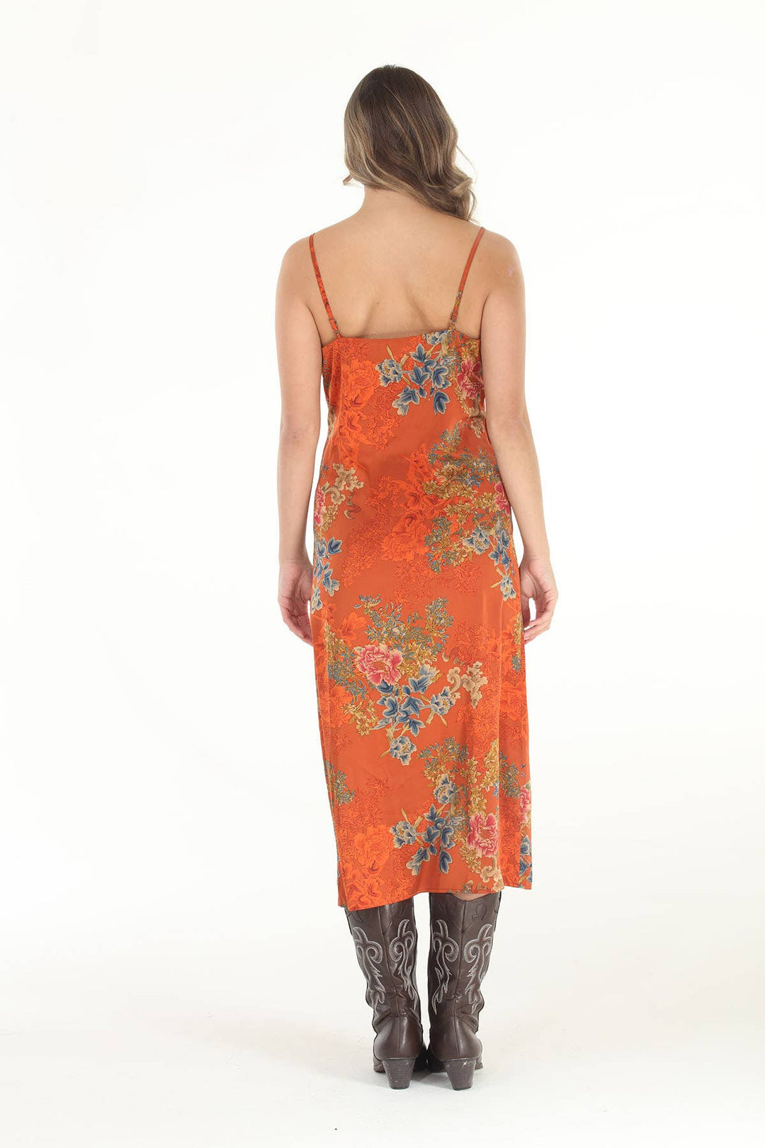 Embers Floral Print Panne Slip Dress