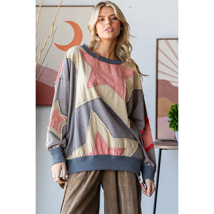 Reach for the Stars Mineral Wash Pullover Top