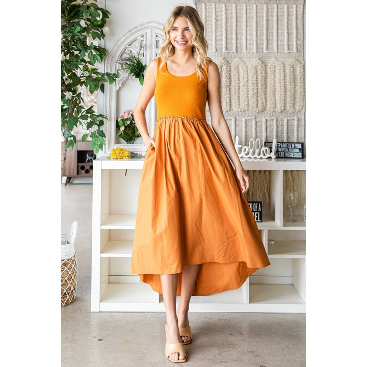 Sale - The Aliyah Ribbed Knit Top & Parachute Skirt Midi Dress