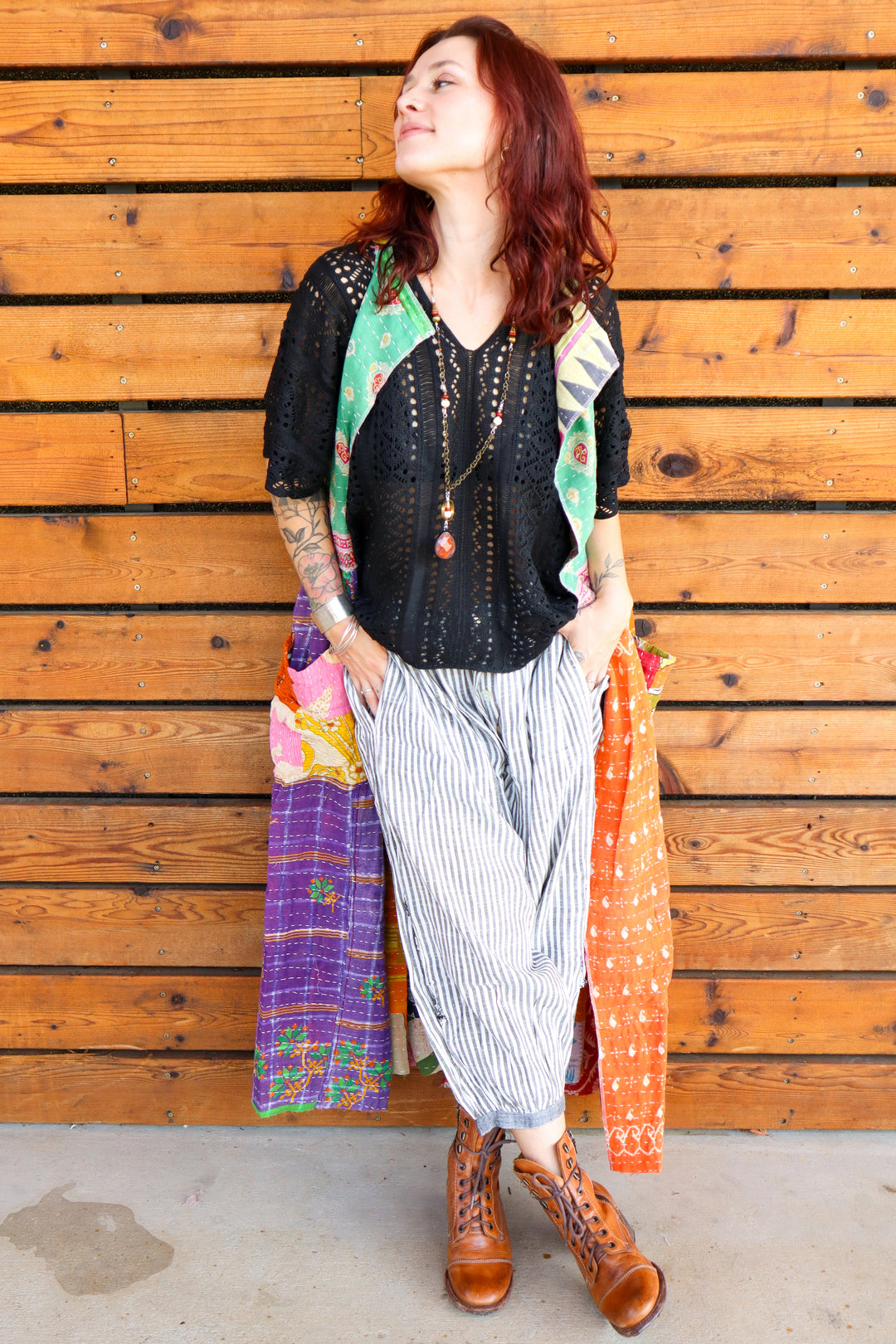 Combo 4- OOAK Everafter Kantha Duster Vest w/ Tie