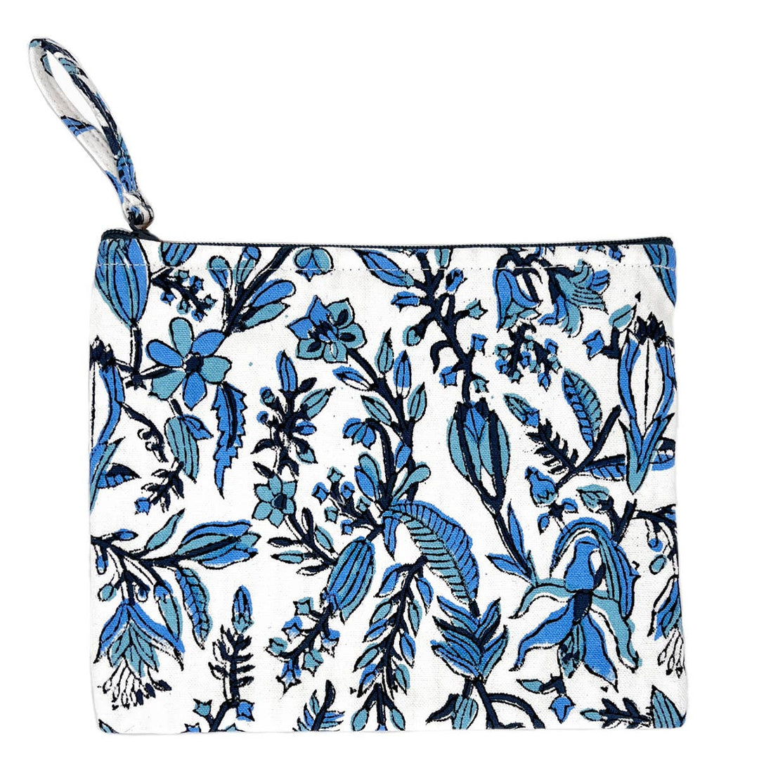 Block-Printed Canvas Zipper Pouch