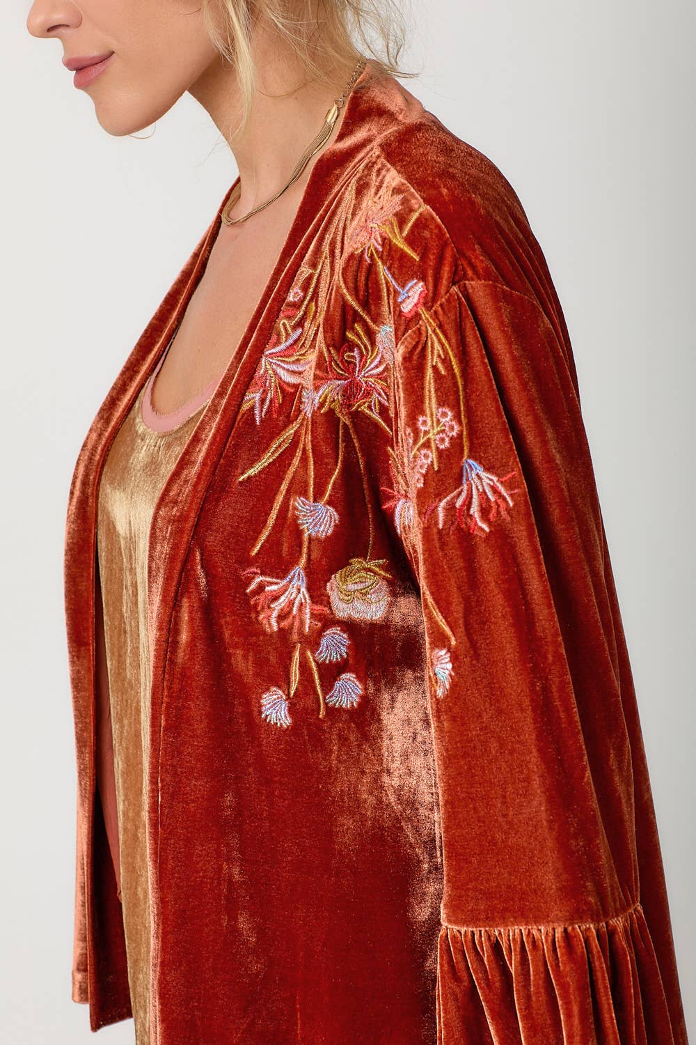 The Kendal Embroidery Velvet Kimono Jacket