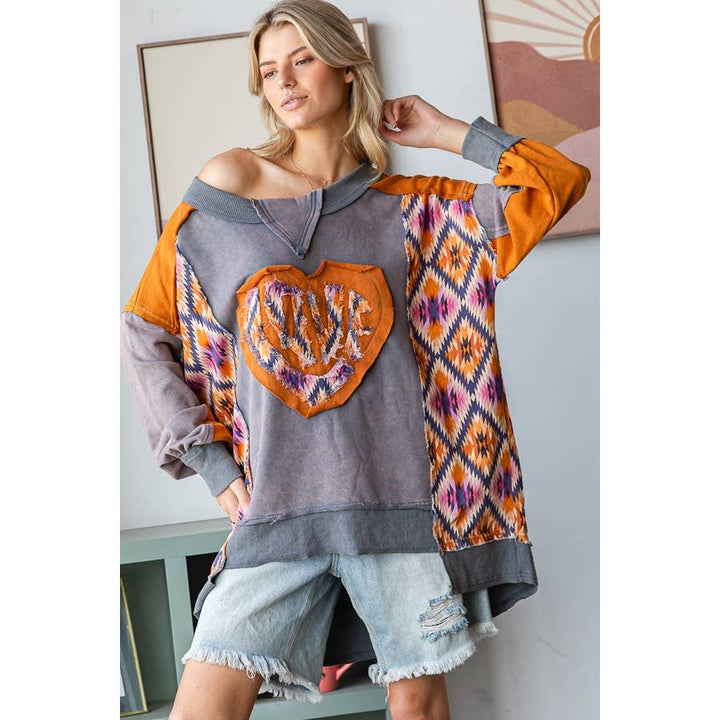 Spread Love Patched Heart Top